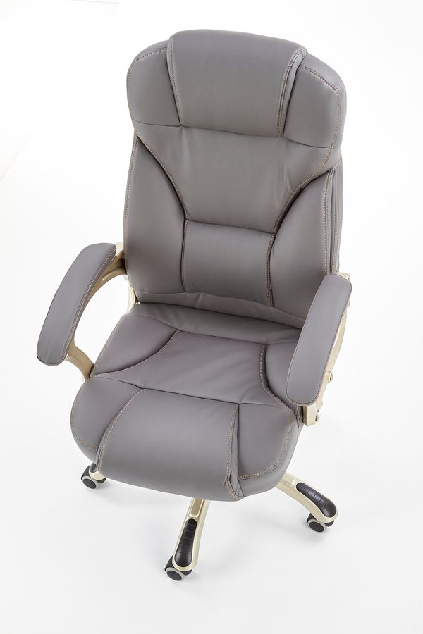 Крісло для кабінету Desmond механізм Tilt, метал сірий / екошкіра сірий Halmar Польща