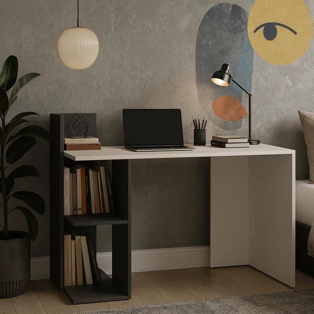 Стіл письмовий VMV Holding Home Office HO shelf, біла платина / графіт фото - artos.in.ua