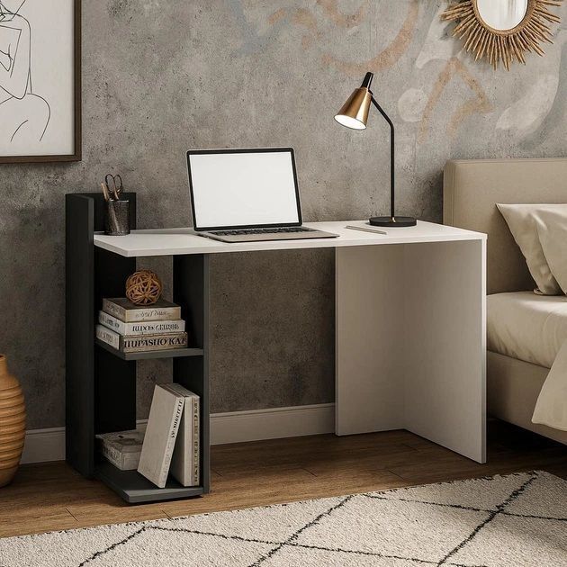 Стіл письмовий VMV Holding Home Office HO shelf, біла платина / графіт фото - artos.in.ua