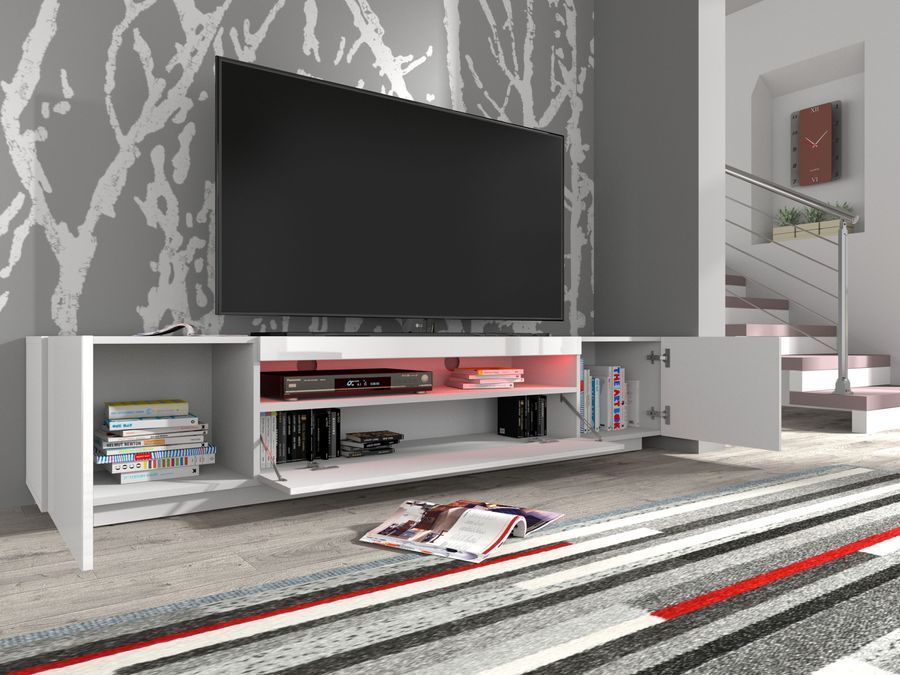 Тумба під телевізор TV200BB білий мат/білий глянець BIM FURNITURE фото - artos.in.ua