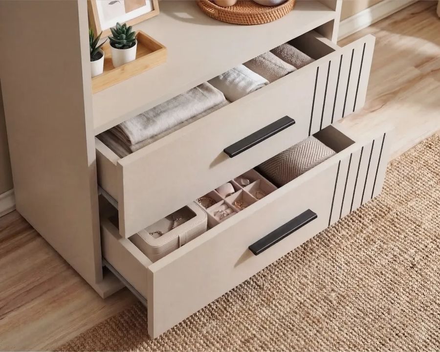 Книжный стеллаж ASM Sigma CC SM RS, 59 см, 3 полки и 2 ящика, кашемир фото - artos.in.ua
