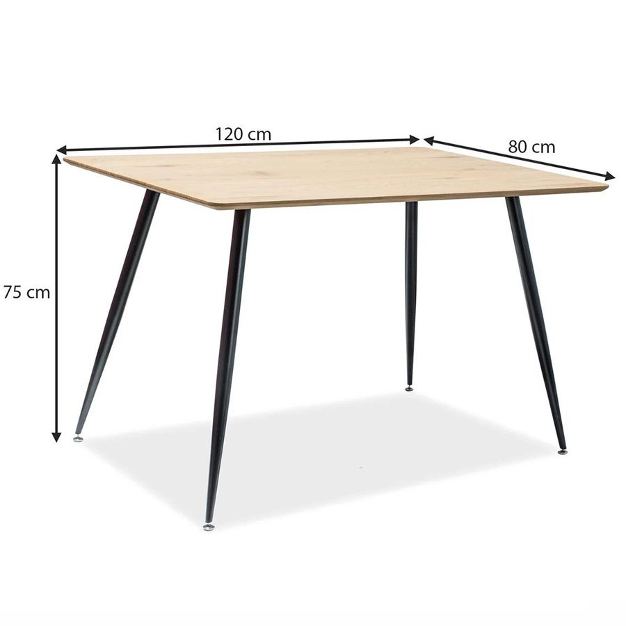 Сучасний стіл для кухні SIGNAL Remus 120x80 Дуб натуральний шпон стиль модерн Польща