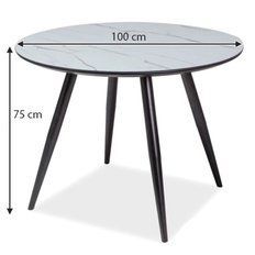 Круглий кухонний обідній стіл IDEAL 100x100 SIGNAL білий фото - artos.in.ua
