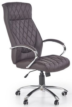 Кресло для кабинета Hilton механизм Tilt, хромированный металл/экокожа шоколадный Halmar Польша