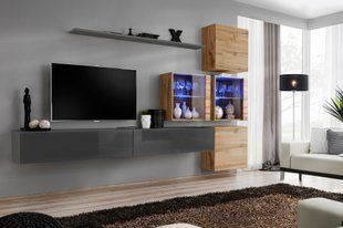 Комплект мебели в гостиную ASM Switch XX GWT SW 20 Графит/Дуб Вотан из Польши фото - artos.in.ua
