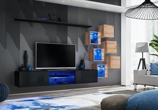 Комплект мебели в гостиную ASM Switch XXI SWT SW 21 Черный/Дуб Вотан из Польши фото - artos.in.ua