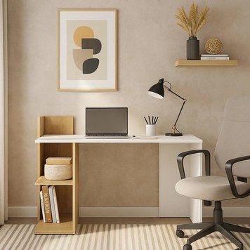 Стіл письмовий VMV Holding Home Office HO shelf, біла платина / дуб кам'яний фото - artos.in.ua