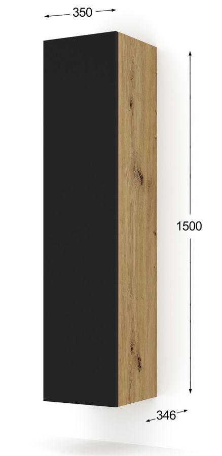 Навесной пенал DUO 150 дуб артизан/черный Bim Furniture