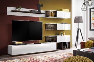 Комплект меблів у вітальню ASM ABW Silk 28 PEW SK Білий матовий / В'яз перловий / Білий глянцевий фото - artos.in.ua