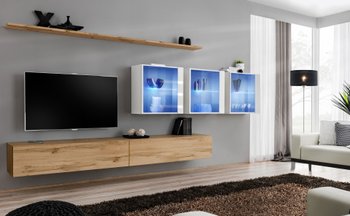 Комплект мебели в гостиную ASM Switch XVII WTW SW 17 Дуб Вотан/Дуб Вотан/Белый матовый из Польши