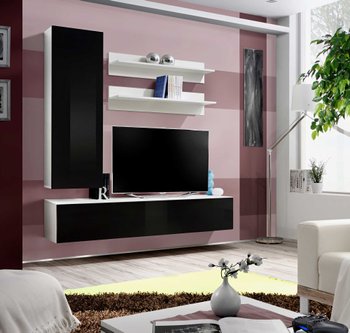 Комплект мебели в гостиную ASM FLY H 23 WS FY H1 Белый матовый/Черный глянцевый из Польши