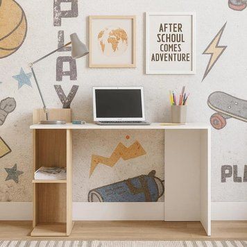 Стіл письмовий VMV Holding Home Office HO shelf, біла платина / дуб сонома фото - artos.in.ua