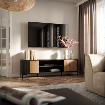 Тумба под телевизор CAMA MERCI 180 EF дуб артизан / черный фото - artos.in.ua