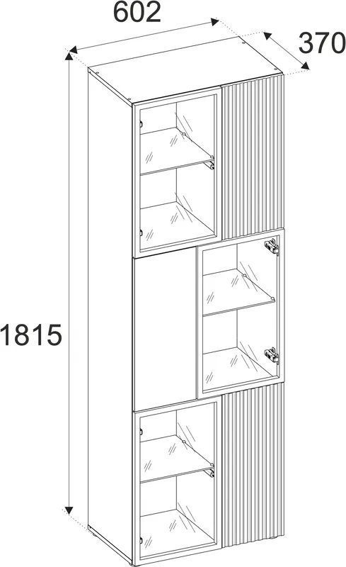 Витрина высокая ASM CANNES WSW ZMWDV CS WSW, 60 см, черная / дуб Viking / черный мрамор, LED фото - artos.in.ua