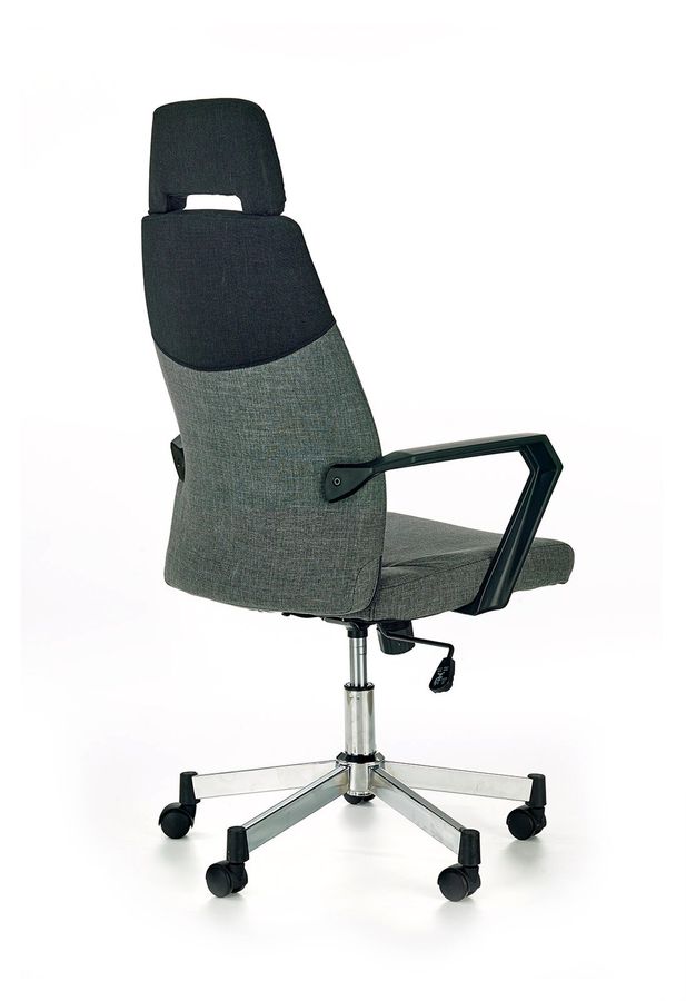 Крісло офісне Olaf механізм Tilt, хромований метал / тканина сірий з чорним Halmar Польща