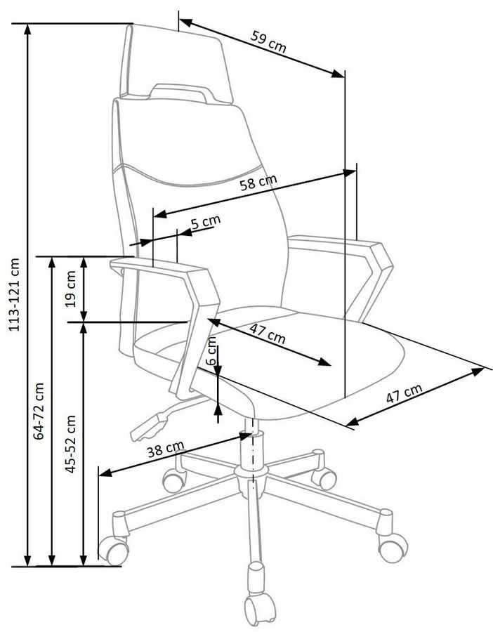 Кресло офисное Olaf механизм Tilt, хромированный металл/ткань серый с черным Halmar Польша