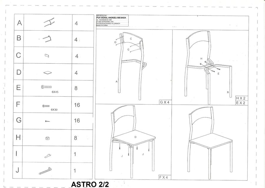Набір Astro (Стіл+4 стільця) SIGNAL Дуб сонома