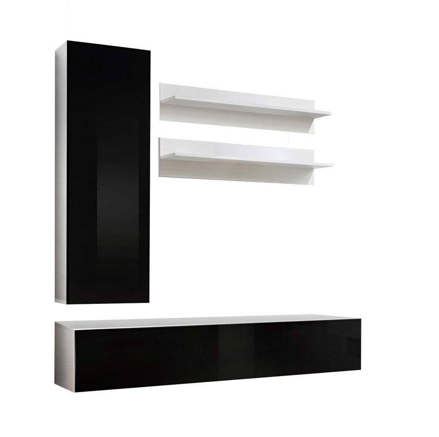 Комплект мебели в гостиную ASM FLY H 23 WS FY H1 Белый матовый/Черный глянцевый из Польши