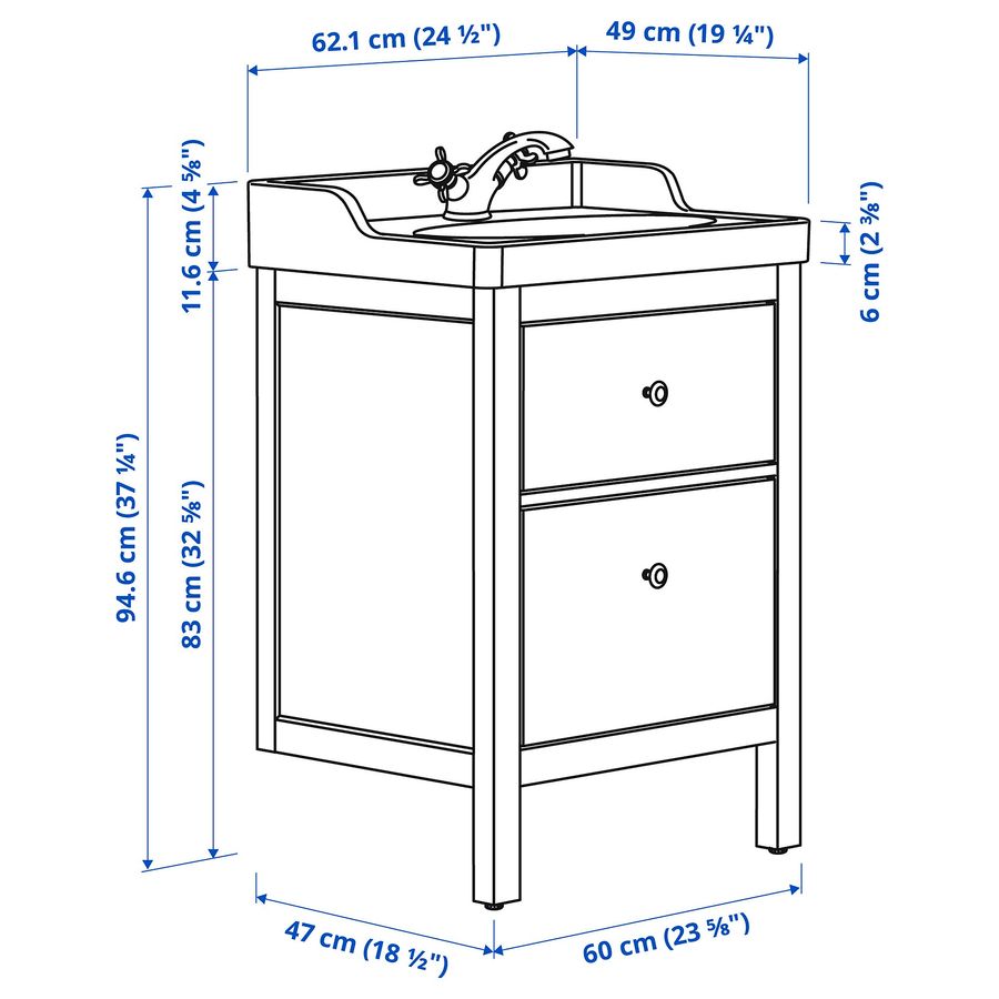 ІКЕА Тумба під умивальник з висувними ящиками HEMNES ХЕМНЕС / RUTSJÖN, 695.599.91 фото - artos.in.ua