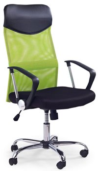 Кресло офисное Vire механизм Tilt, хромированный металл/мембранная ткань черный, сетка зеленый Halmar Польша