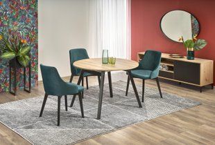 Стол Ruben цвет столешницы дуб кустарный ножки черный 102-142х102х75 см Halmar фото - artos.in.ua