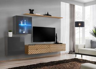 Комплект мебели в гостиную ASM Switch XV GWTL SW 15, графит / дуб Wotan, фрезерованные фасады фото - artos.in.ua