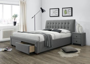 Ліжко HALMAR PERCY 160 двоспальне сіре з тканини Польща