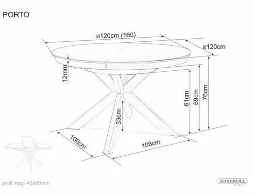 Обеденный стол Porto Ceramic Signal 120&times;120&times;76, бежевый глянец, закаленное стекло + керамика фото - artos.in.ua