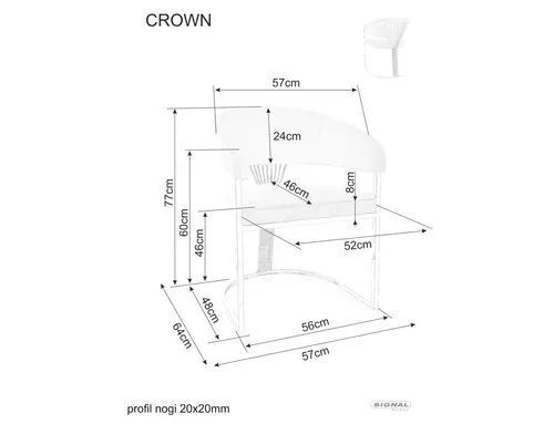 Стілець Crown Signal 57&times;77, бежевий, велюр фото - artos.in.ua