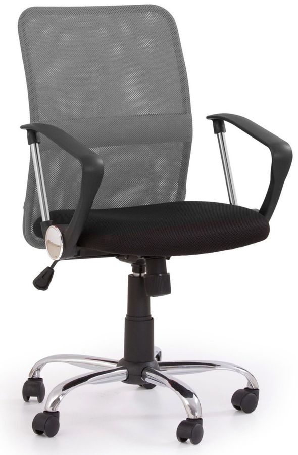 Крісло офісне Tony механізм Tilt, хромований метал / мембранна тканина сірий, сітка червоний Halmar Польща