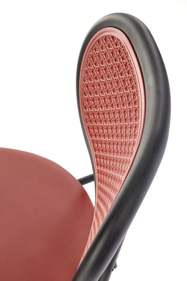 Металевий стілець K524 синтетичний ротанг, еко -шкіра кларет Halmar Польща
