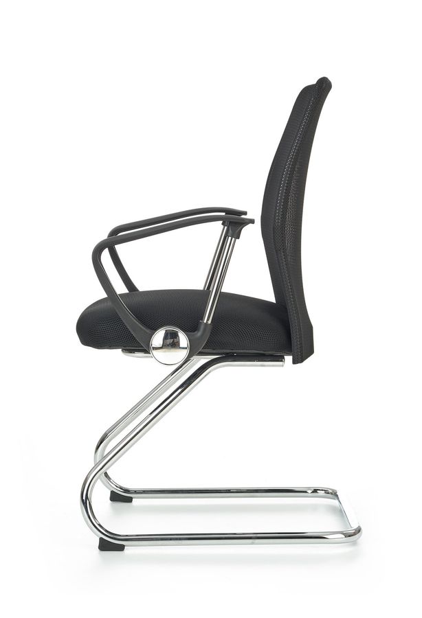 Кресло офисное Vire Skid хромированный металл/мембранная ткань, сетка черный Halmar Польша