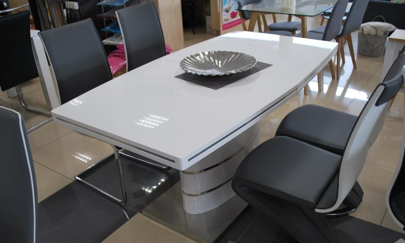 Обідній розсувний стіл FANO SIGNAL 120-180x80 Білий на одній ніжці МДФ Польща