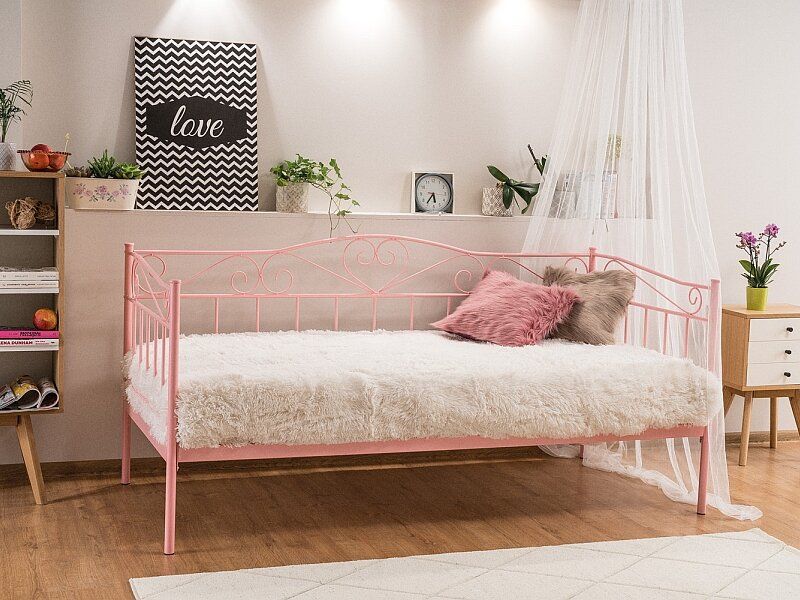 Кровать односпальная металлическая BIRMA SIGNAL 90x200 розовая Польша