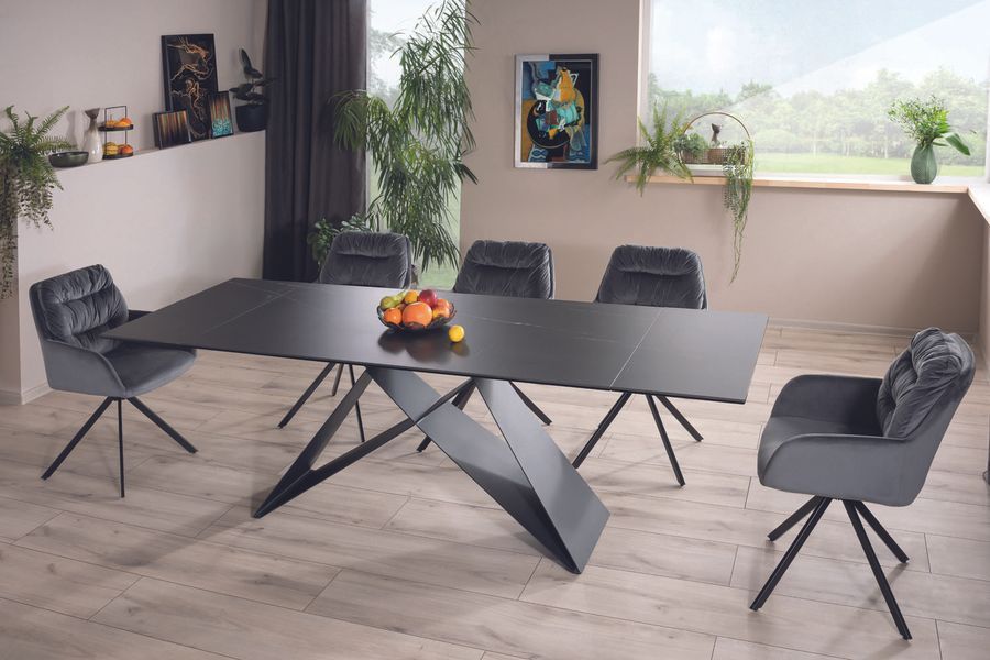 Раздвижной обеденный стол WESTIN Ceramic 160/240x90 Signal - черный/черный матовый фото - artos.in.ua