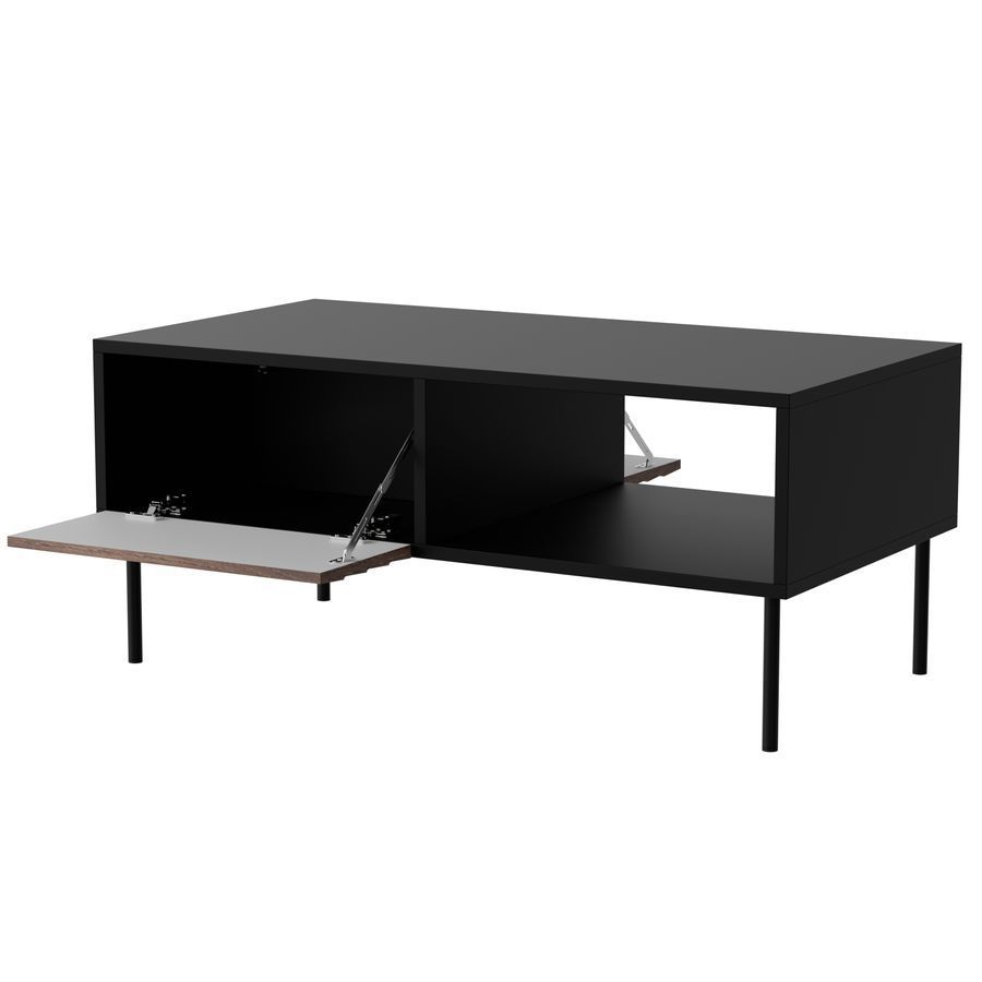 Журнальный столик с ящиком Cortina Cama черный матовый/орех фото - artos.in.ua