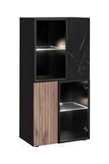 Витрина низкая ASM CANNES WSN ZMWDV CS WSN, 60 см, черная / дуб Viking / черный мрамор, LED фото - artos.in.ua