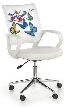 Кресло компьютерное Ibis Butterfly механизм Пиастра, хромированный металл/ткань разноцветный, экокожа белый Halmar Польша