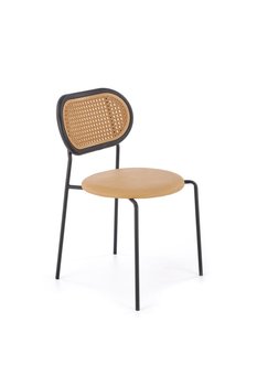 Металлический стул K524 синтетический ротанг, эко-кожа коричневый Halmar Польша