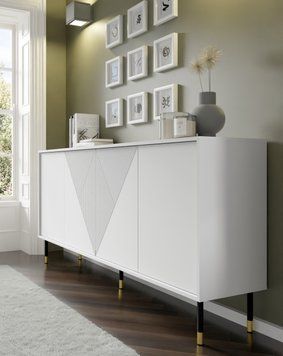Комод WOODY 180 см 4D белый матовый на черных ножках BIM Furniture Польша фото - artos.in.ua