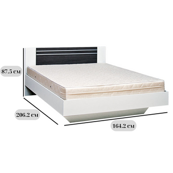 Двоспальне ліжко Круїз розміром 160х200 см, біле з вставками дакар та ламелями, в стилі модерн