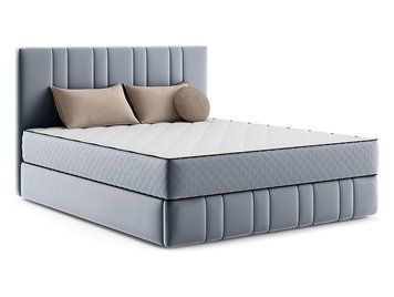 Ліжко континентальне BRW Meli 120&times;200 &mdash; сіро-блакитний, тканина Smart Velvet 216.01, з матрацом, з коробом фото - artos.in.ua