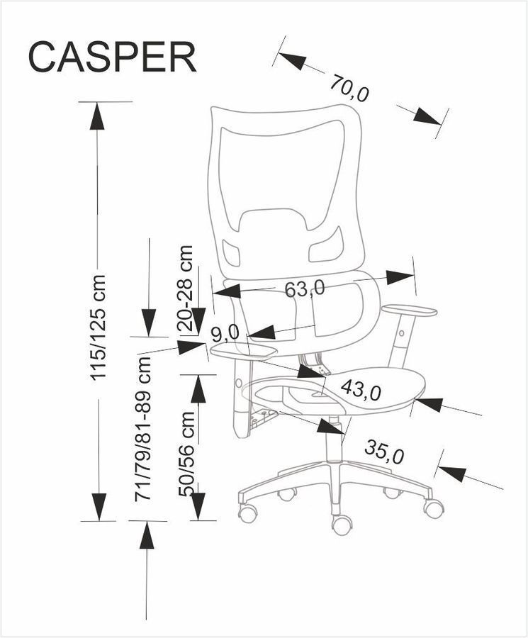 Крісло керівника CASPER чорний фото - artos.in.ua