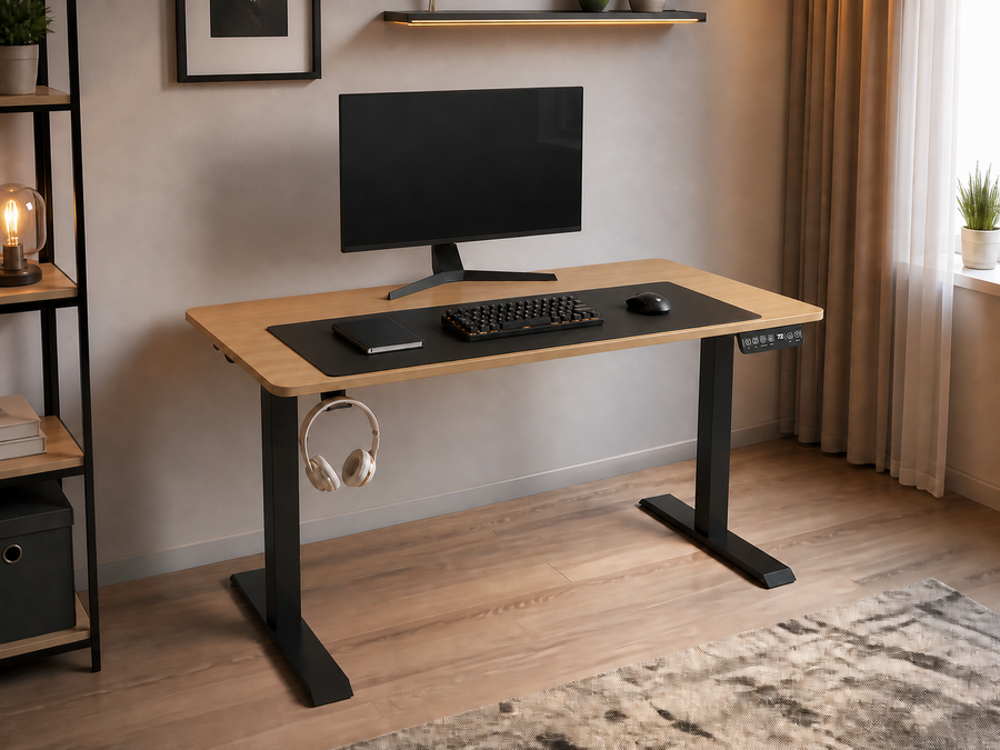Стіл з електричним регулюванням висоти ARTOS DESIGN Axis 136&times;66 см з ігровим килимком &mdash; Дуб крафт фото - artos.in.ua