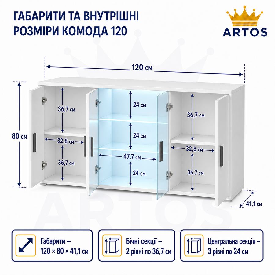 Комод CAMA SOHO S7 &mdash; Білий мат / Білий глянець фото - artos.in.ua