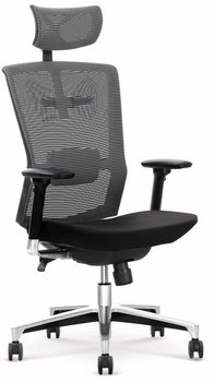 Крісло комп'ютерне Ambasador механізм Мультиблок, метал сірий / тканина чорний, сітка сірий Halmar Польща