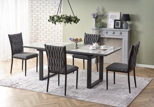 Стол раздвижной Marley белый мрамор / серый ножки черные Halmar фото - artos.in.ua