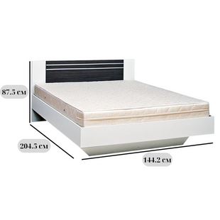 Полуторне ліжко Круїз розміром 140х200 см, біле з вставками дакар та ламелями, в стилі модерн фото - artos.in.ua