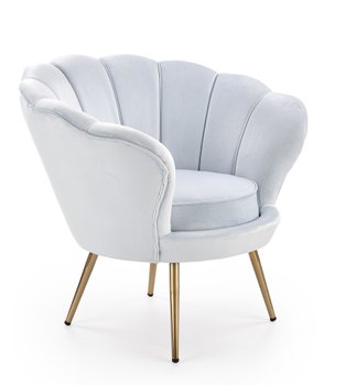 Крісло для відпочинку в вітальню, спальню Amorino сталь золотий / оксамитова тканина блакитний Halmar Польща