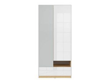 Шкаф BRW Nandu S441-SZF2D1S-JSZ/DP/BIP, светло-серый/полированный дуб/белый глянцевый, из Польши фото - artos.in.ua